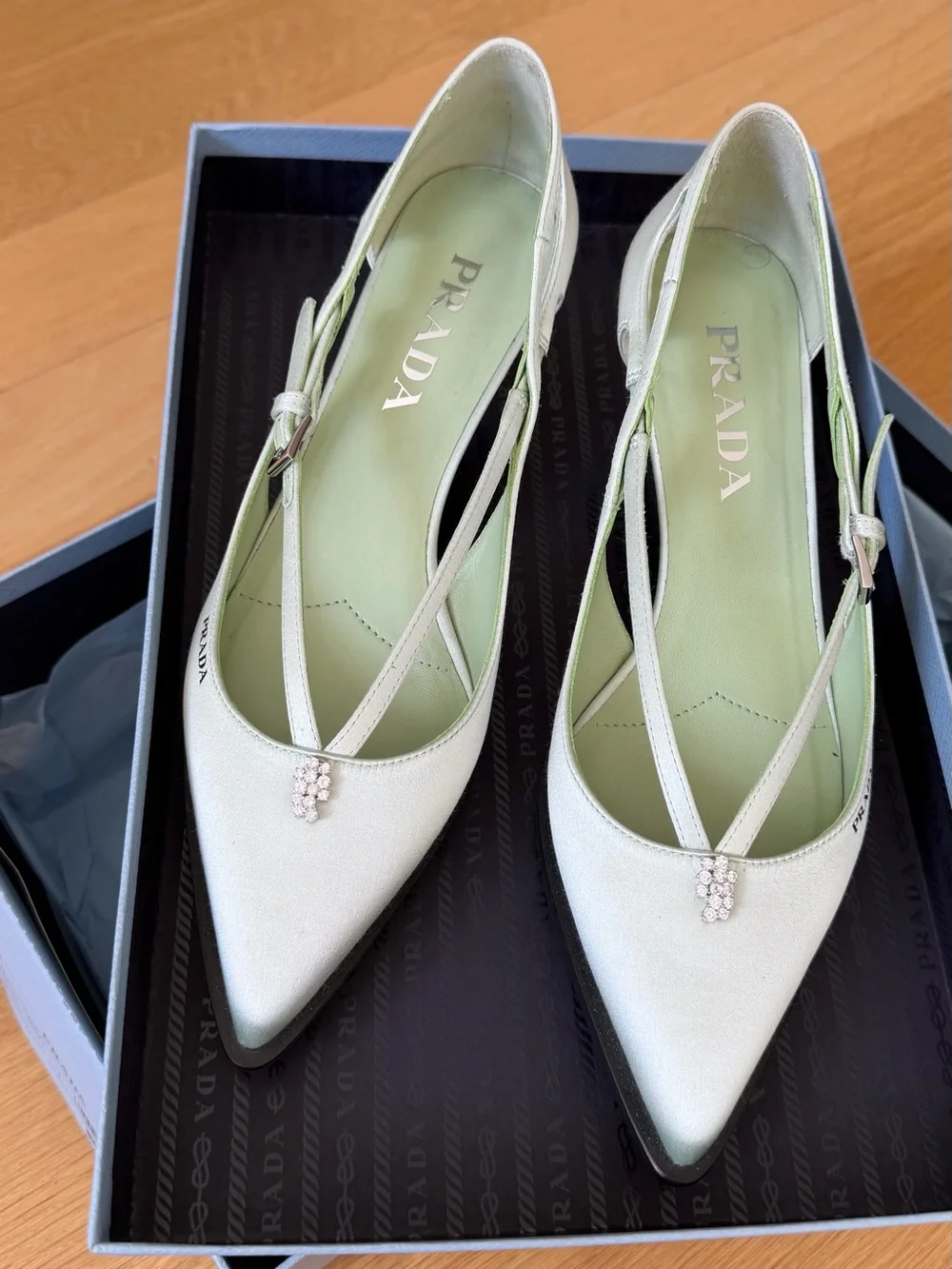 Prada Satin Pointed Slingback Pumps